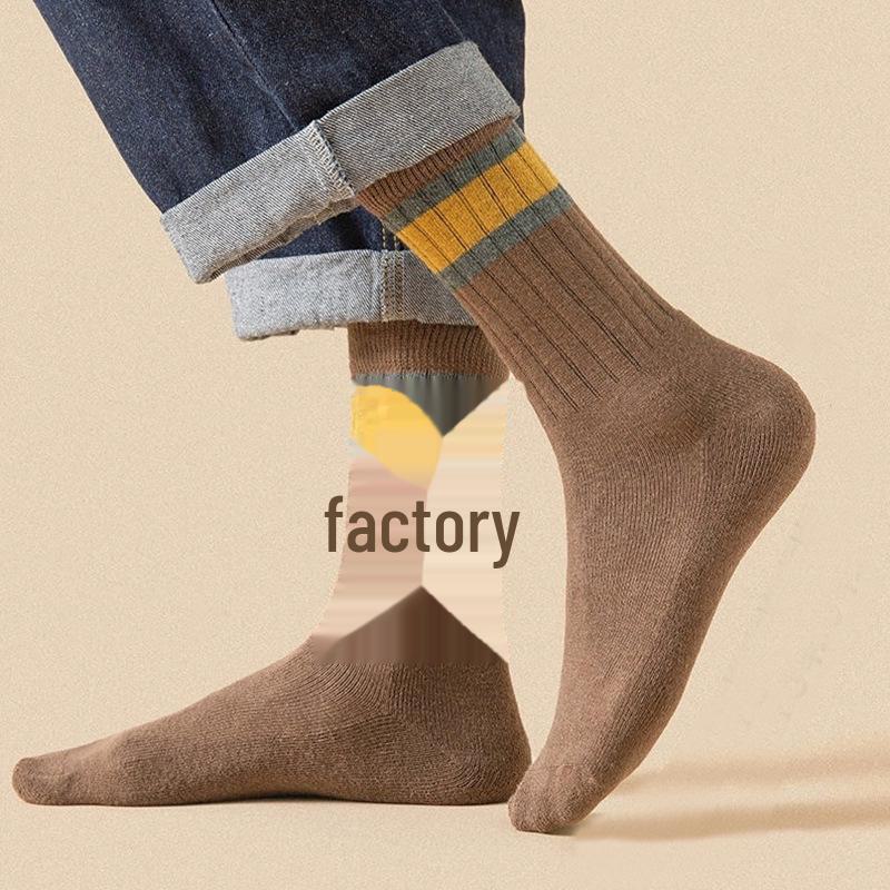 Herren Mid-Tube Verdickte Wintersocken - Warme Samtgestreifte Socken für Herbst & Winter