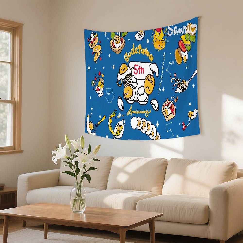 GGudetama LLazy Egg Tapestry Wall Hanging Tapestry Art Deco Blanket Curtain Hanging At Home Bedroom Living Room Decor