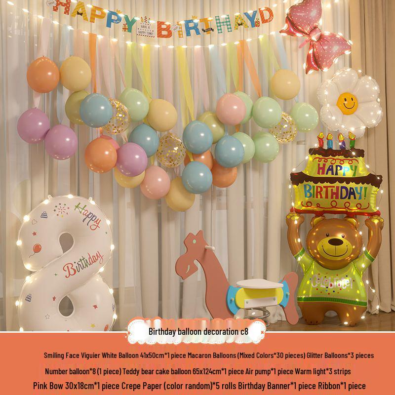 Xiaohongshu First Birthday Balloon Decoration Set for Boys and Girls: Party Background Scene Arrangement