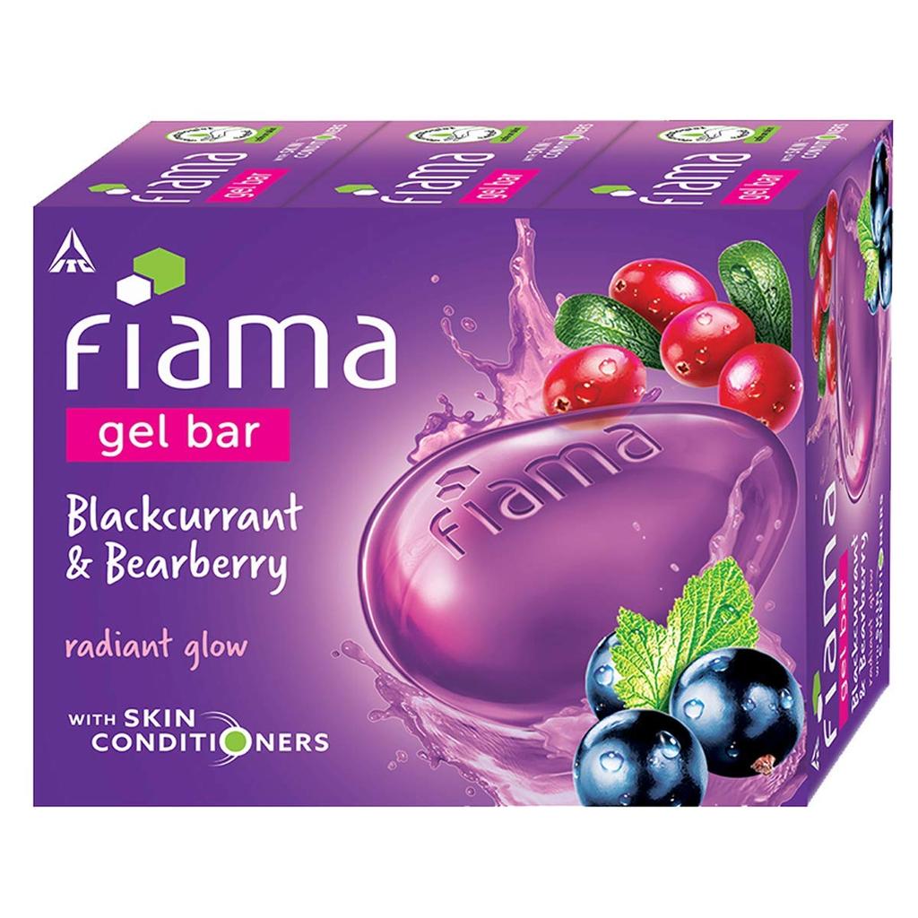Fiama Gel Bar Blackcurrant Bearberry Soap 125GX3 For Radiant Glowing Skin With Skin Conditioners For Men Women All Skin Types