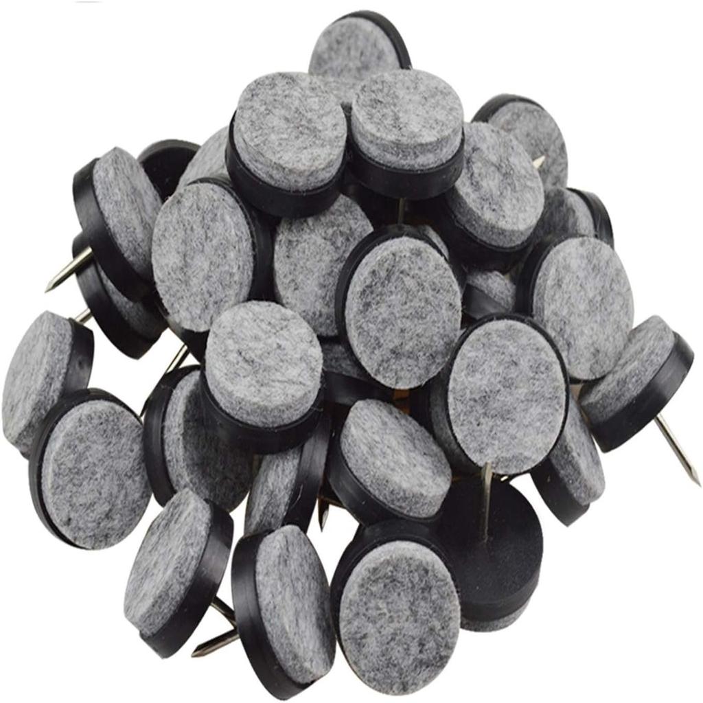 Nail-on Felt Pads, 30 Pcs Round Felt Furniture Sliders Pads Heavy Duty Floor Protectors for Wooden Chair Sofa Table Leg Feet