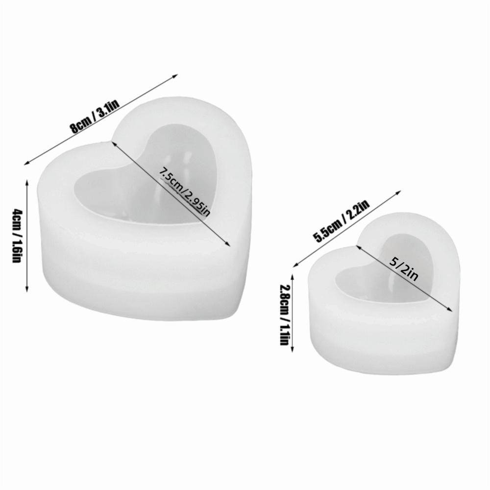2 Pcs Wax Mould Heart Shaped Silicone Mould Smooth Surface Three Dimensional Heart Mould Full Shape Resin Mould Home Decor