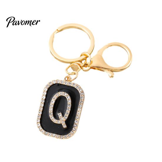 26 Alphabet Charm A-Z Rhinestone Letter Keychain, Zinc Alloy Capital Keyring, Plated for Handbags and Backpacks Decorative Key Accessory