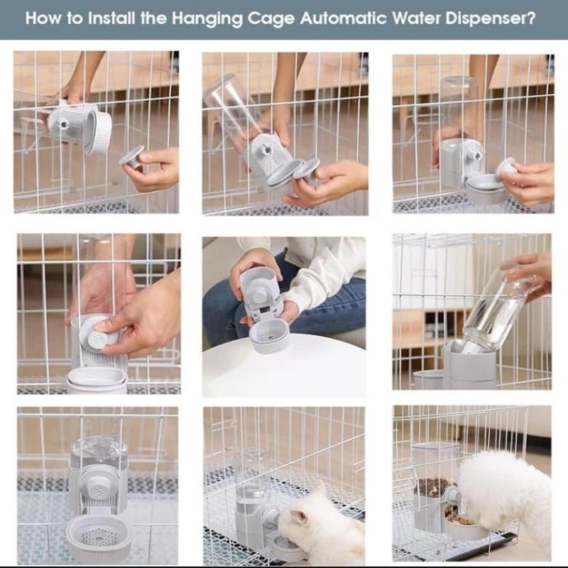 Pet Cage Hanging Water Dispenser Cat Dog Automatic Water Fountain Feeder Cage Pet Food Bowl
