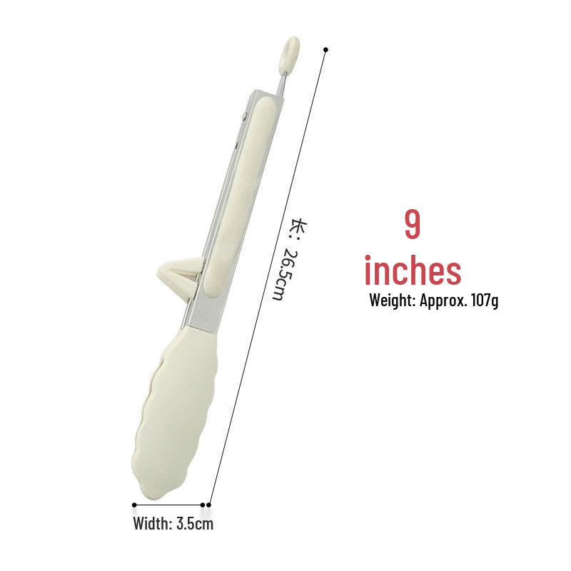 High-Temperature Resistant Silicone and Stainless Steel Food Tongs - Ideal for Barbecue, Roasting, and Bread.
