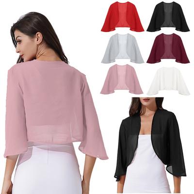 Damen Bolerojacke Langarm Schulterjacke Cardigan Elegant Kurzjacke Casual Sport Festlich Shrug Tops
