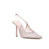 Fashion New Water Diamond Mesh Pointed Hollow Transparent Sandals 2024 Summer Women's French Spicy Girls High Heel Nude Shoes Size 43