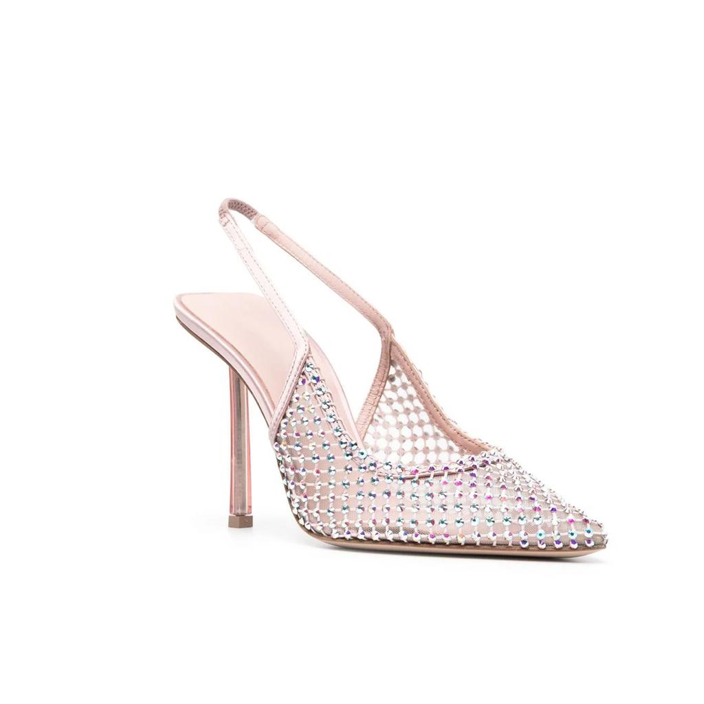 Fashion New Water Diamond Mesh Pointed Hollow Transparent Sandals 2024 Summer Women's French Spicy Girls High Heel Nude Shoes Size 43