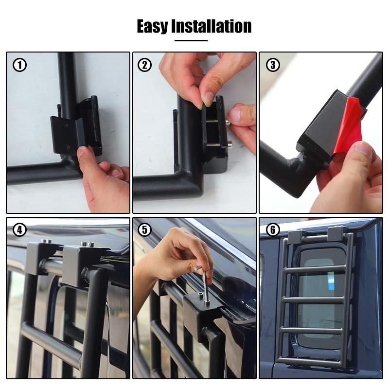 Car Metal Rear Window Extension Climbing Ladder Shelf Bracket For Suzuki Jimny 2019 Up 4-Door Version Exterior Accessories (Left)
