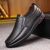 Fashion Men Large Size Hollow Soft Leather Sandals Hollow Breathable Casual Men Shoes Trendy Slip On Dad Leather Shoes for Men
