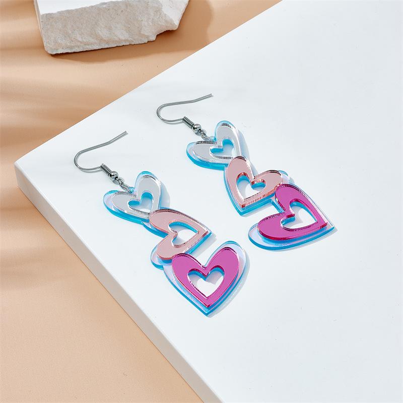 Personalized and Minimalist Niche Illusory Laser Earrings Irregular Love Pendant Long Earrings Hanging Acrylic Earrings