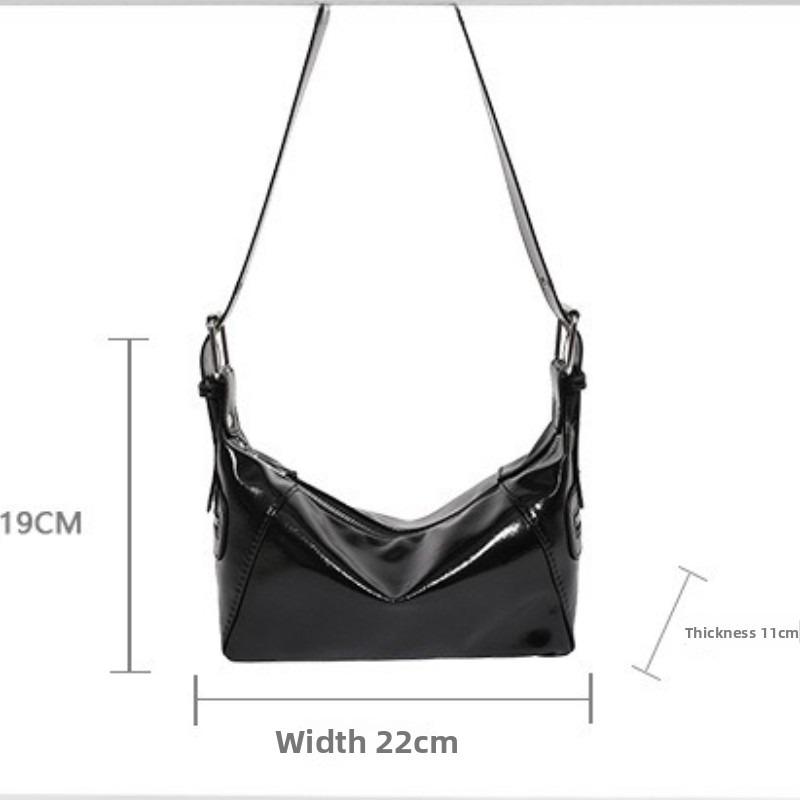 Y2k Cool Design Leather Zipper Single Shoulder Handheld Underarm Bag, Retro 2026 New Solid Color Bags