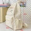 Mochila Bordada con Lazo Portátil para Niñas Color Sólido Nylon Mochila Escolar para Estudiantes Gran Capacidad Ligera Mochila de Viaje