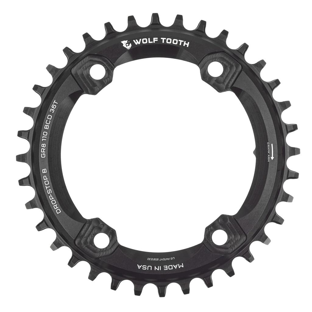 Wolf Tooth 110 BCD Aero Chainrings for GRX ST Round 52T 4-Bolt Cranks, Drop-Stop (1 Chainring)