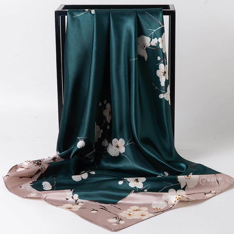 Chinese Style 90 * 90Cm Large Square Scarf Simulation Silk Scarf Scarf Shawl