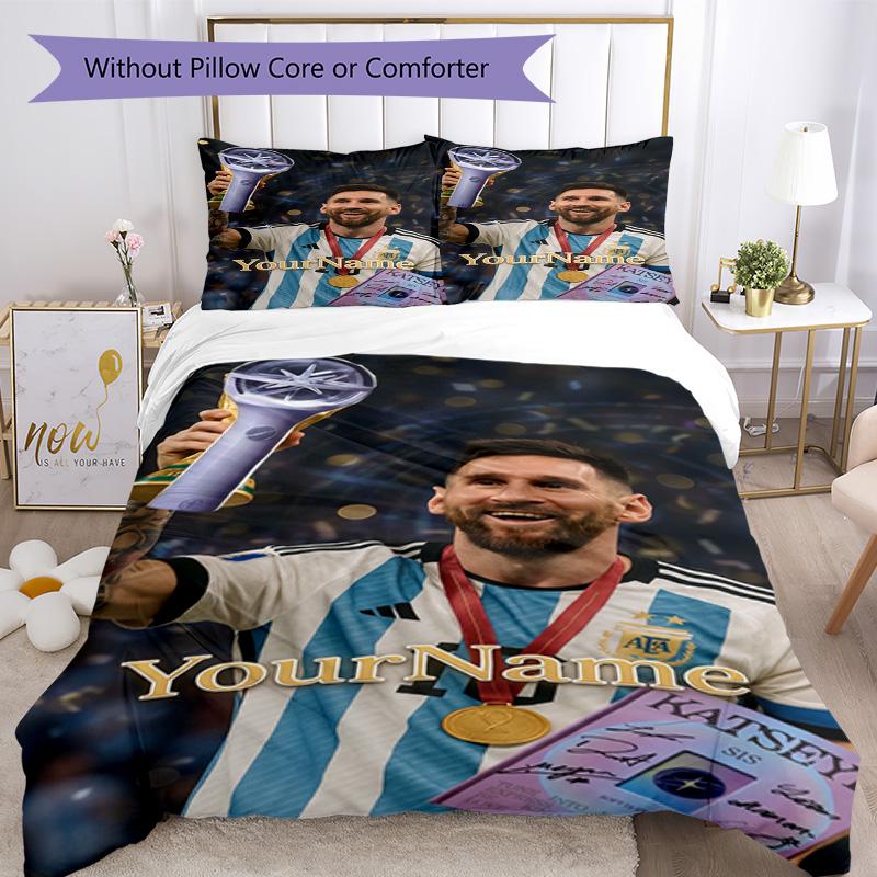 Messi 189 Customize your name Bedding Set Breathable Duvet Cover with Pillowcases Home Decoration Birthday Gift