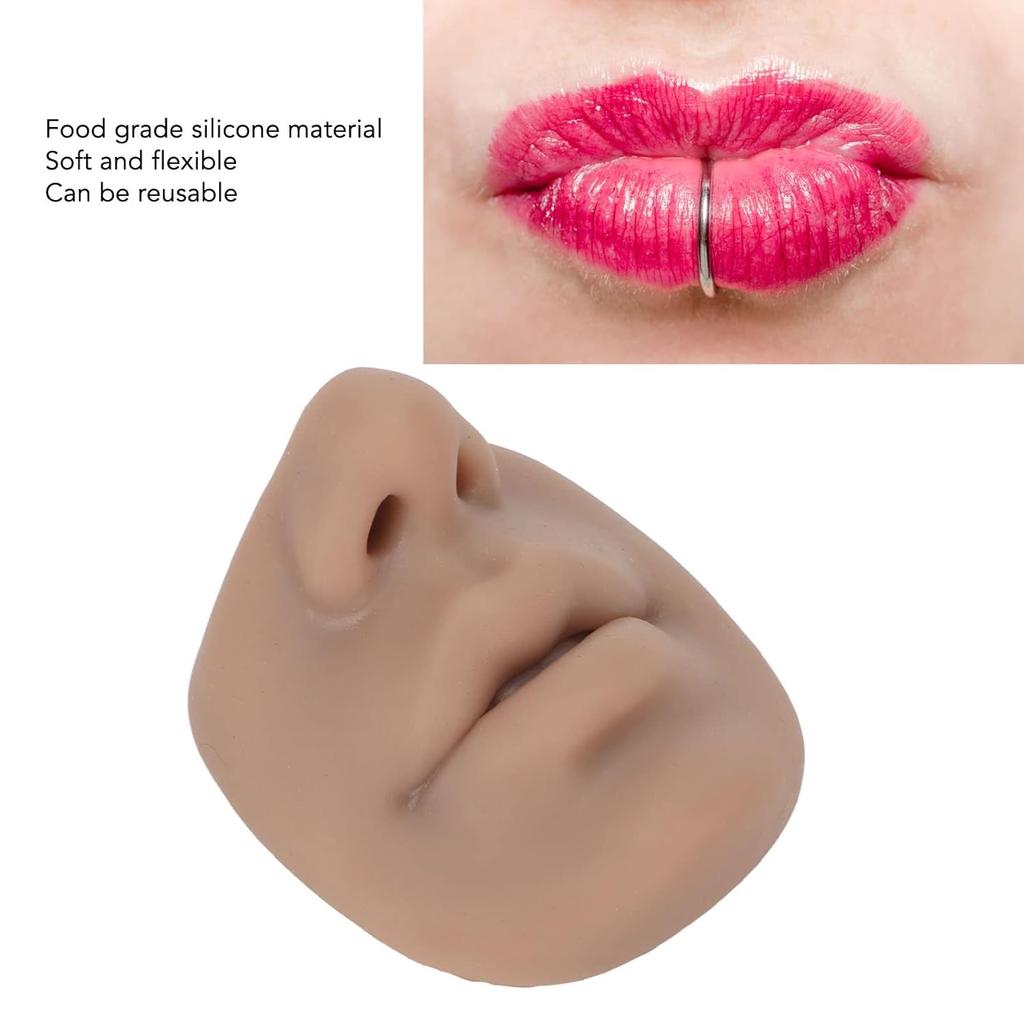 Silicone Piercing Model, Piercing Face Model with Mouth Flexible for Salon Teaching Practicing Piercings Tools Soft Imitation Nose Model Reusable