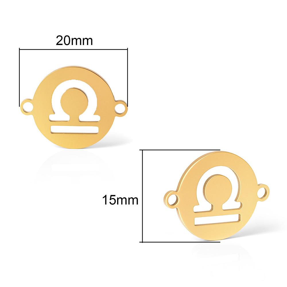 5pcs/lot 316 Stainless Steel Gold Plated 12 zodiac signs Small Charms Connector Pendant For Necklace DIY Jewelry Making