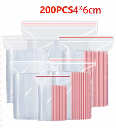 

200 шт. органайзер для хранения пакетов с застежкой-молнией, полиэтиленовые пакеты с застежкой-молнией, промышленные пакеты с застежкой-молнией