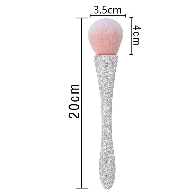 Diamond-Inlaid Handle Loose Powder Brush with High-Footed Cup for Blush & Makeup Setting