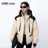 Jin Yu Jie Women's 2024 Winter Hooded Printed Short Down Jacket