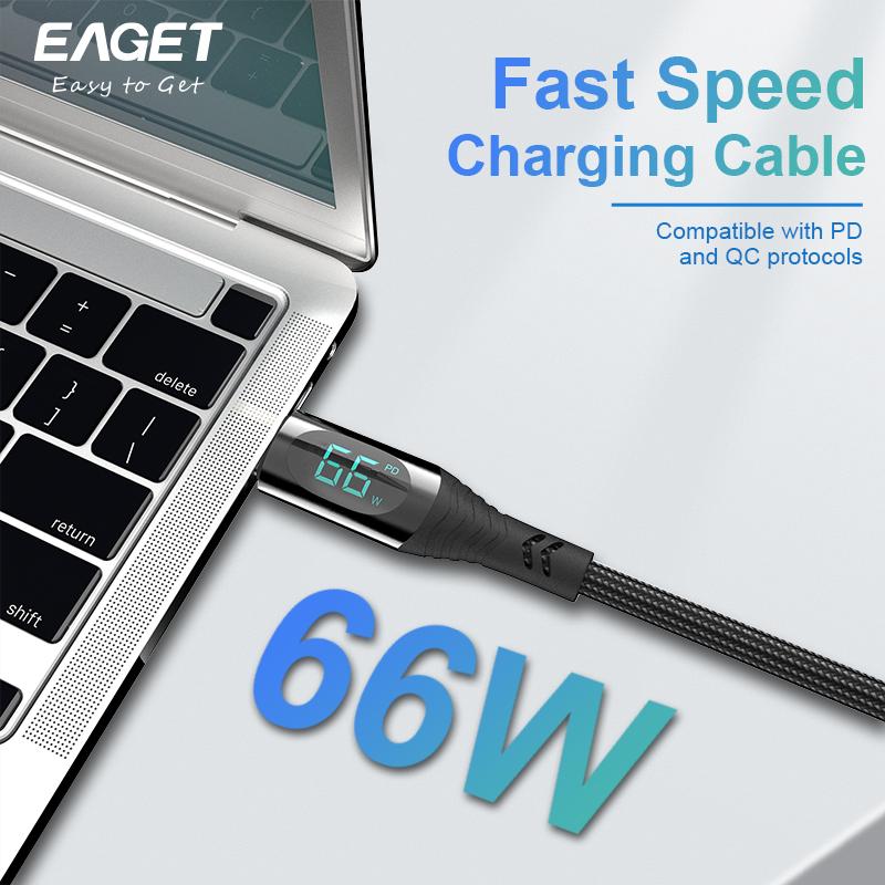 100W Fast Charging USB-C to Lightning Cable - Digital Display Nylon Braided Cable for Android iPhone 15 & More