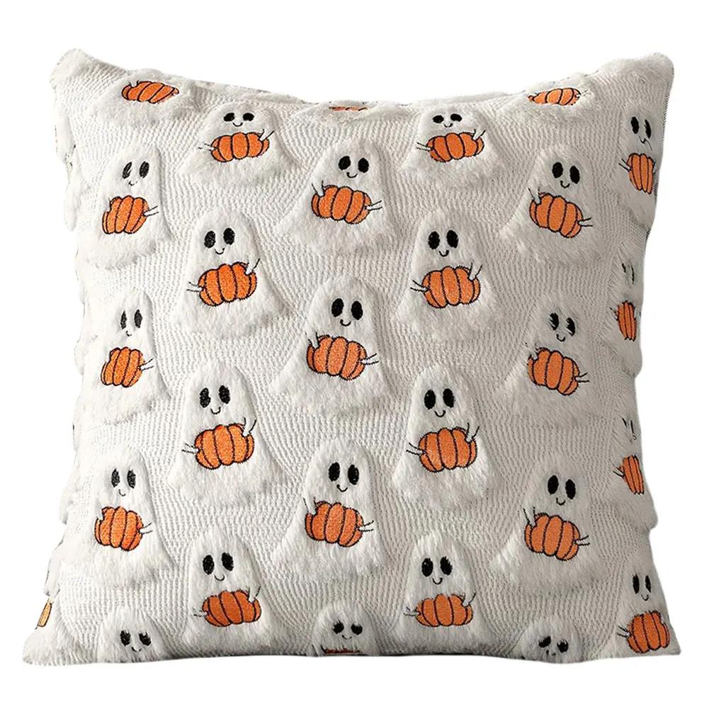 

45*45cm Adorable Ghost Pillow Cover Ghost Pumpkin Pillowcase Halloween Linen Cushion Cover Trick Soft Plush Pillowcase
