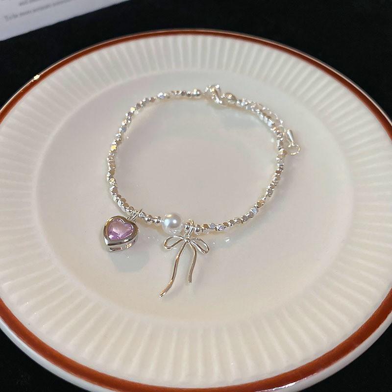 French light luxury zircon pearl broken silver bracelet, niche simple and versatile bracelet, bracelet, summer women's jewelry.