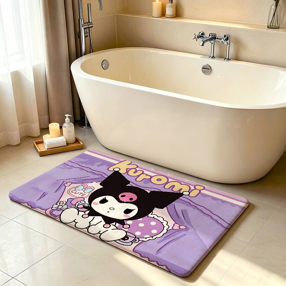 Kawaii K-Kuromi Cute Carpet Bathroom Anti-slip Mat Door Mat Home Decoration Mat Entrance Door Mat Scratch-resistant Door Mat