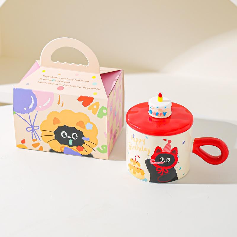 Cute Cartoon Cat Ceramic Mug Couple Water Cup High Value Gift Box Souvenir Birthday Gift Breakfast Cup