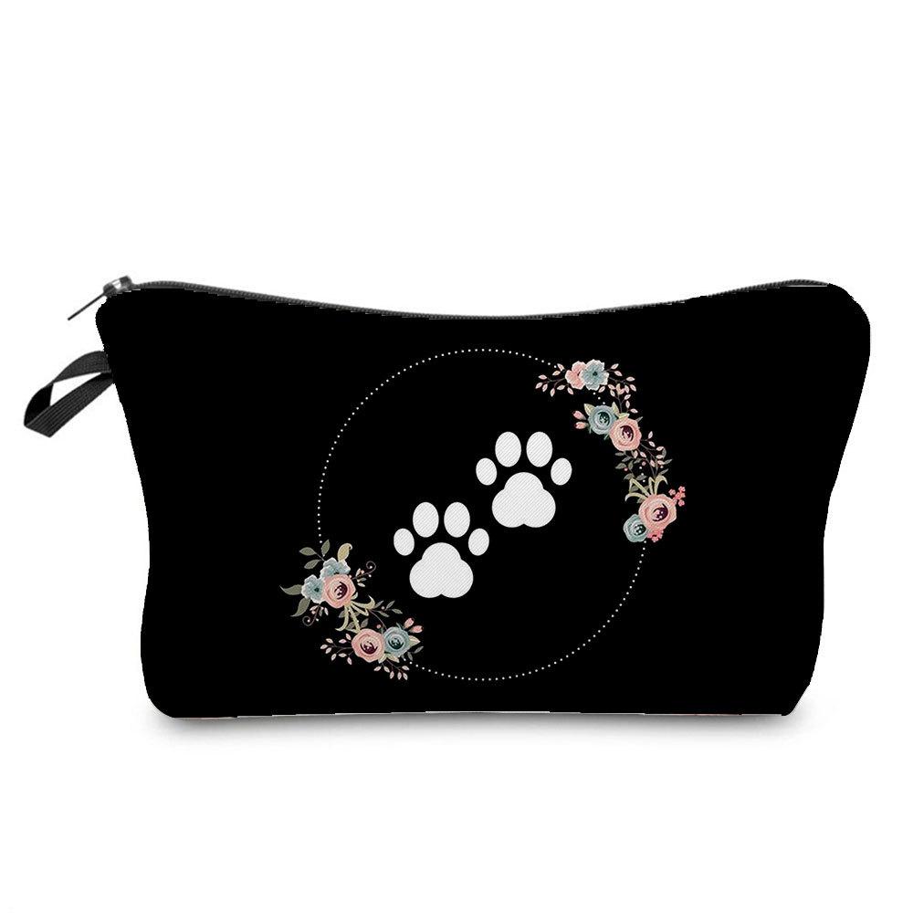 Women Dog Paw Print Cosmetic Bag Toiletries Organize Travel Storage Case 6874