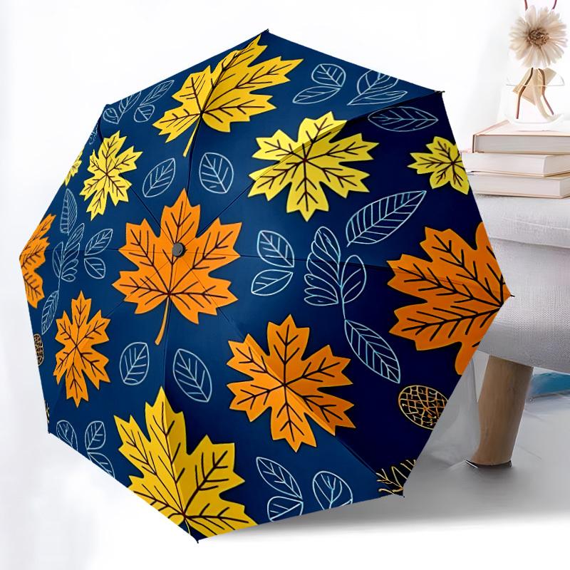 

1pc Autumn Leaves Automatic Folding Umbrella - 8-Rib Automatic Open/Close, Large Canopy Birthday Festival Gift yy251217094