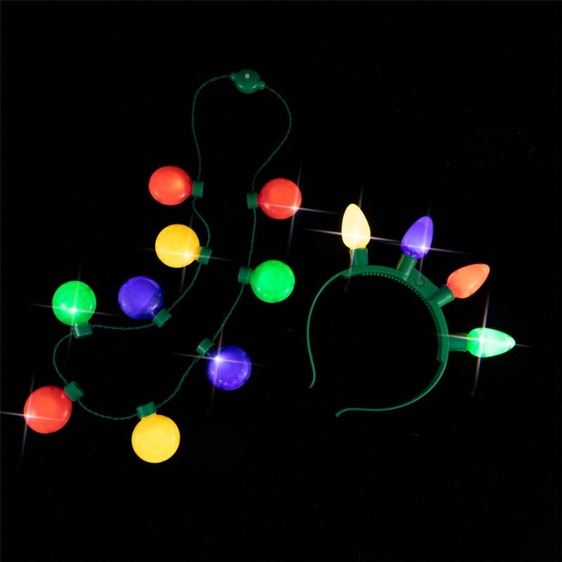Christmas Light Up Led 9 Colors LED Light Up Bulbs Necklace Christmas Bulbs Necklace for Christmas Party Favor Supplies