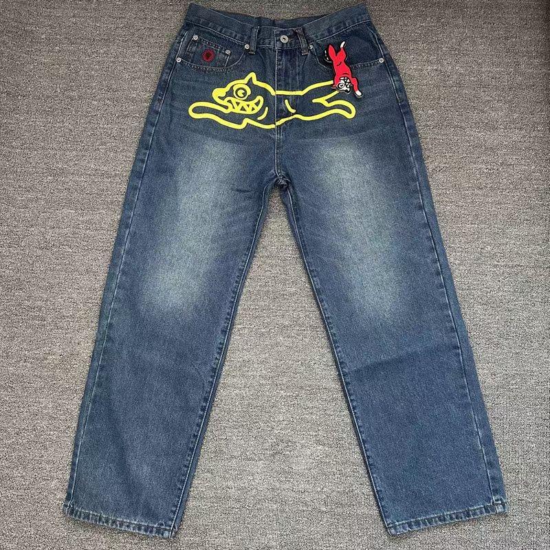 

RogueWave Американские Джинсы Мороженое Вышивка Бегущая Собака Широкие Джинсы Мода Уличная Одежда Джинсовые Джинсы Мужские 28 чёрный