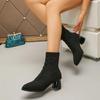 Fashion 2024 Plus Size Ladies Shoes Ankle Women's Boots Elegant Knitted Boots Women Pointed Toe Slip On Chunky Heels Shoes Women Zapatos
