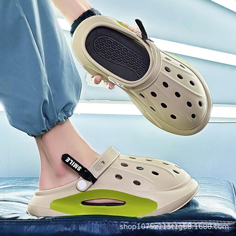Summer New Men's Hole Shoes Fashion Bag Head Shoes Outdoor Non-slip Wear-resistant Soft-soled Sandals
