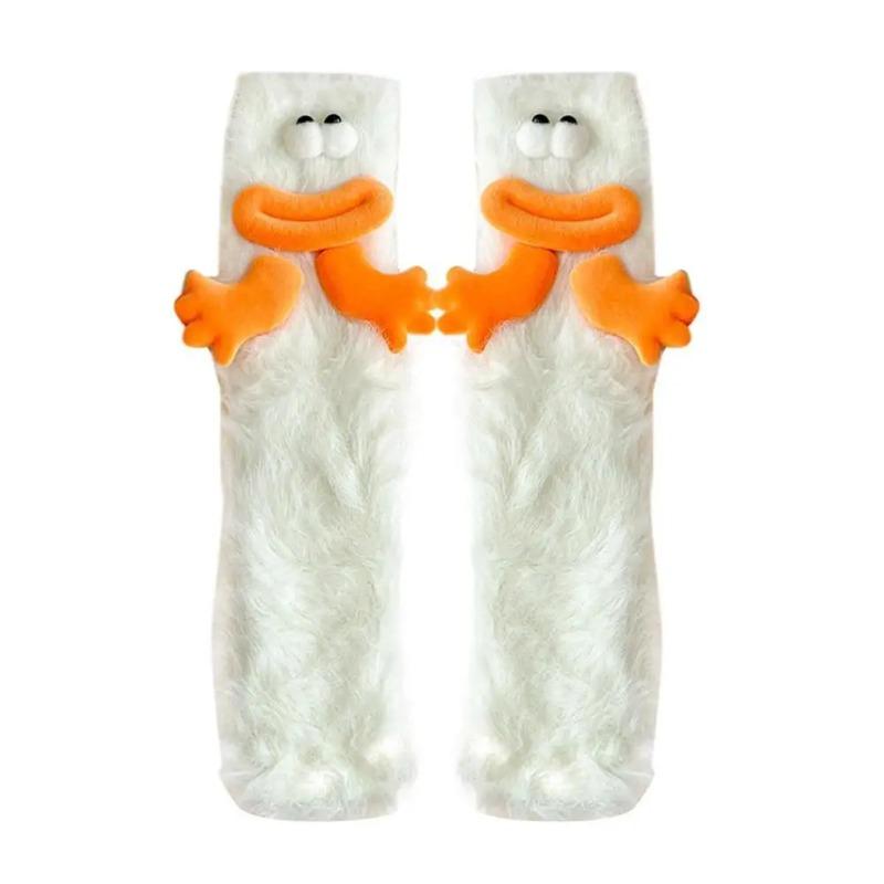 3D Novelty Face Fuzzy Socks Winter Coral Fleece Floor Socks Couple Sleep Socks Christmas Stockings Funny Cartoon Monster Socks