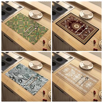 Dish Drying Mat Bohemian Absorbent Rubber Backed Moroccan Soft Silicone Coffee Bar Mat for Home Kitchen Bathroom Decor Fashion