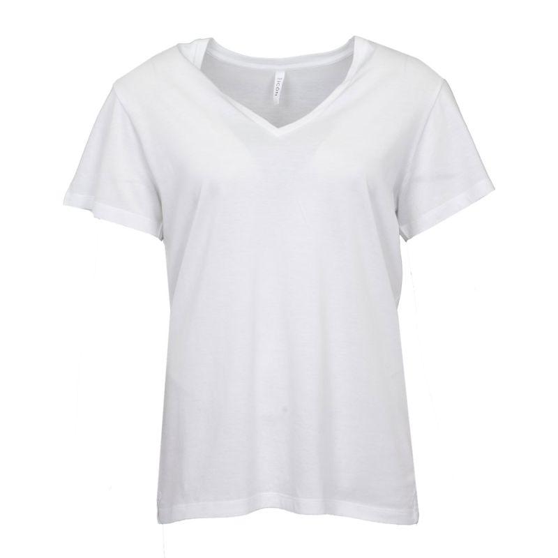 

Basic cotton V-neck t-shirt with short sleeves Woman ICON XS белый