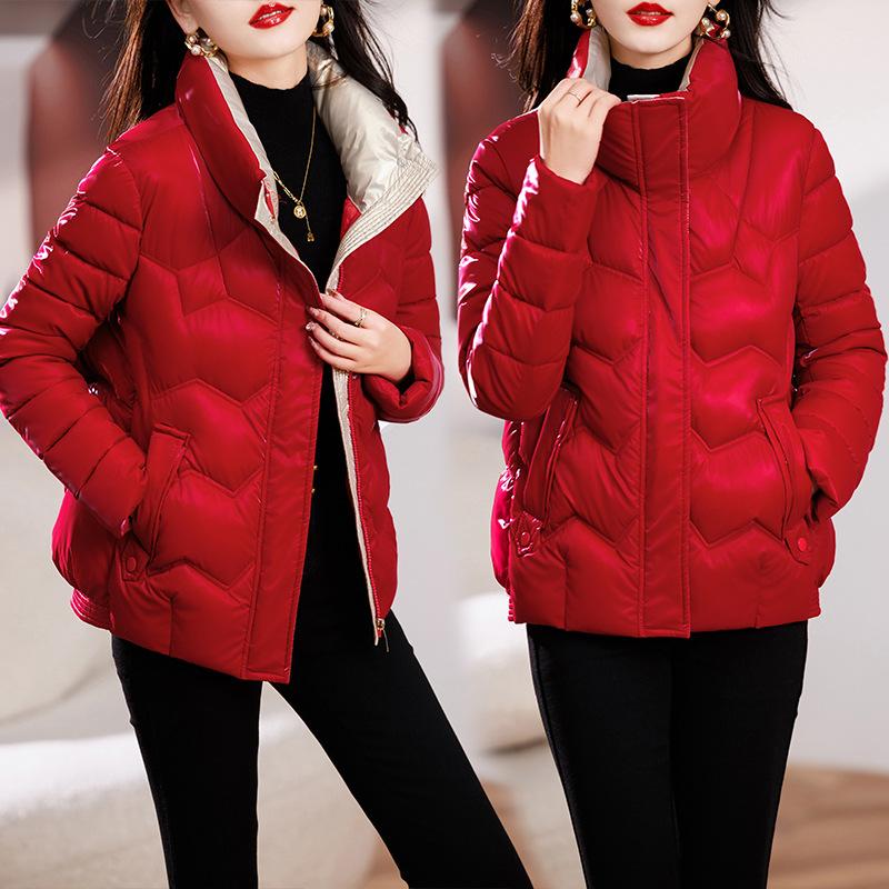 2025 Bread Suit Women's Short Cotton Jacket Winter New Pearlescent Glossy Cotton Jacket Fashion Korean Version Loose Thickened Padded Jacket