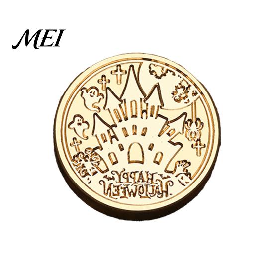 Ghost Wax Stamp Halloween Themed Brass Seal Head, Pumpkin Witch Bat Engraved Creative Gift Packaging Sealing Replacement Head for Envelope Journal