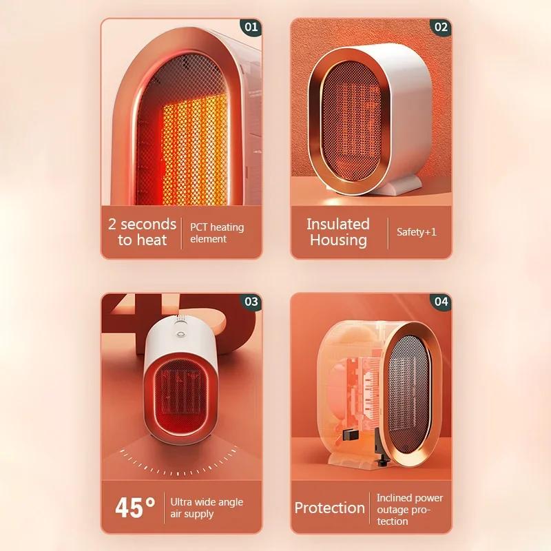 1200W Desktop Electric Heater Winter Mini Portable Heating Fan  Home Office PTC Ceramic Heating Warm Air Blower Warmer Machine