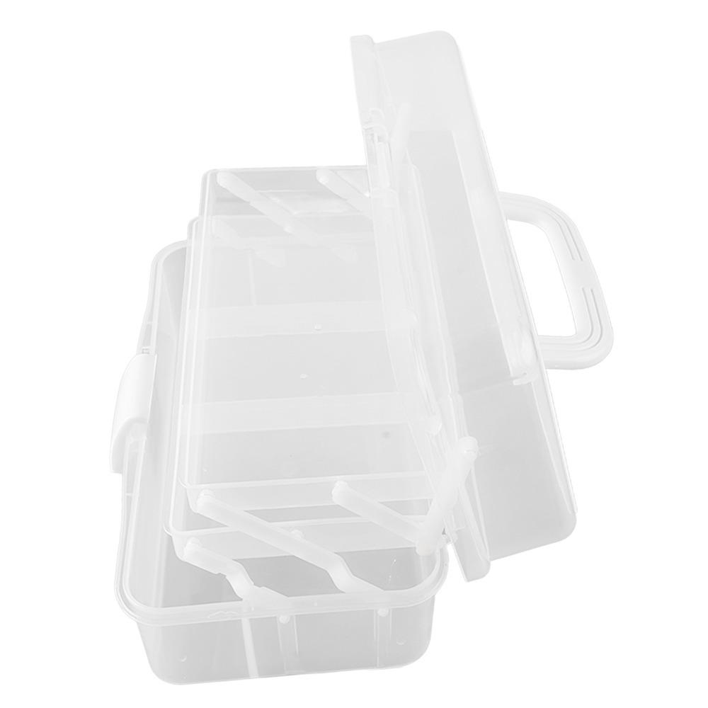 Plastic Folding Tool Box Folding Plastic Storage Box Portable Handled Case  For Art Craft