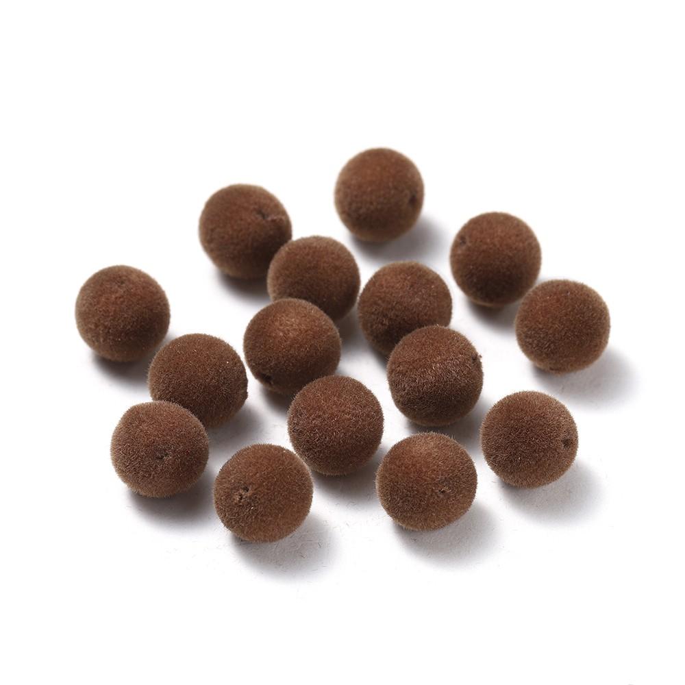 30 Pezzi 8/10mm Colorati Feltro Floccato Peluche Perline Acriliche Perline Distanziatrici Sfuse per Orecchini Braccialetti Fai da Te Accessori per la Creazione di Gioielli