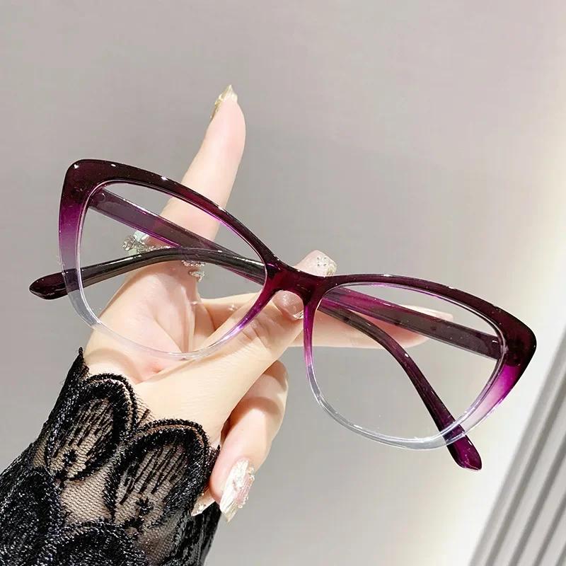 Occhiali da lettura da donna alla moda, da uomo, alla moda, di lusso, con design alla moda, presbiopia, occhiali da vista con occhi di gatto, anti-luce blu, per donna