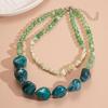 Contemporary Layering Acrylic Necklace Unique Square Circle Combination Vintage Aesthetic Fashion Statement Neckchain