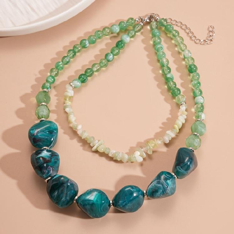 Contemporary Layering Acrylic Necklace Unique Square Circle Combination Vintage Aesthetic Fashion Statement Neckchain