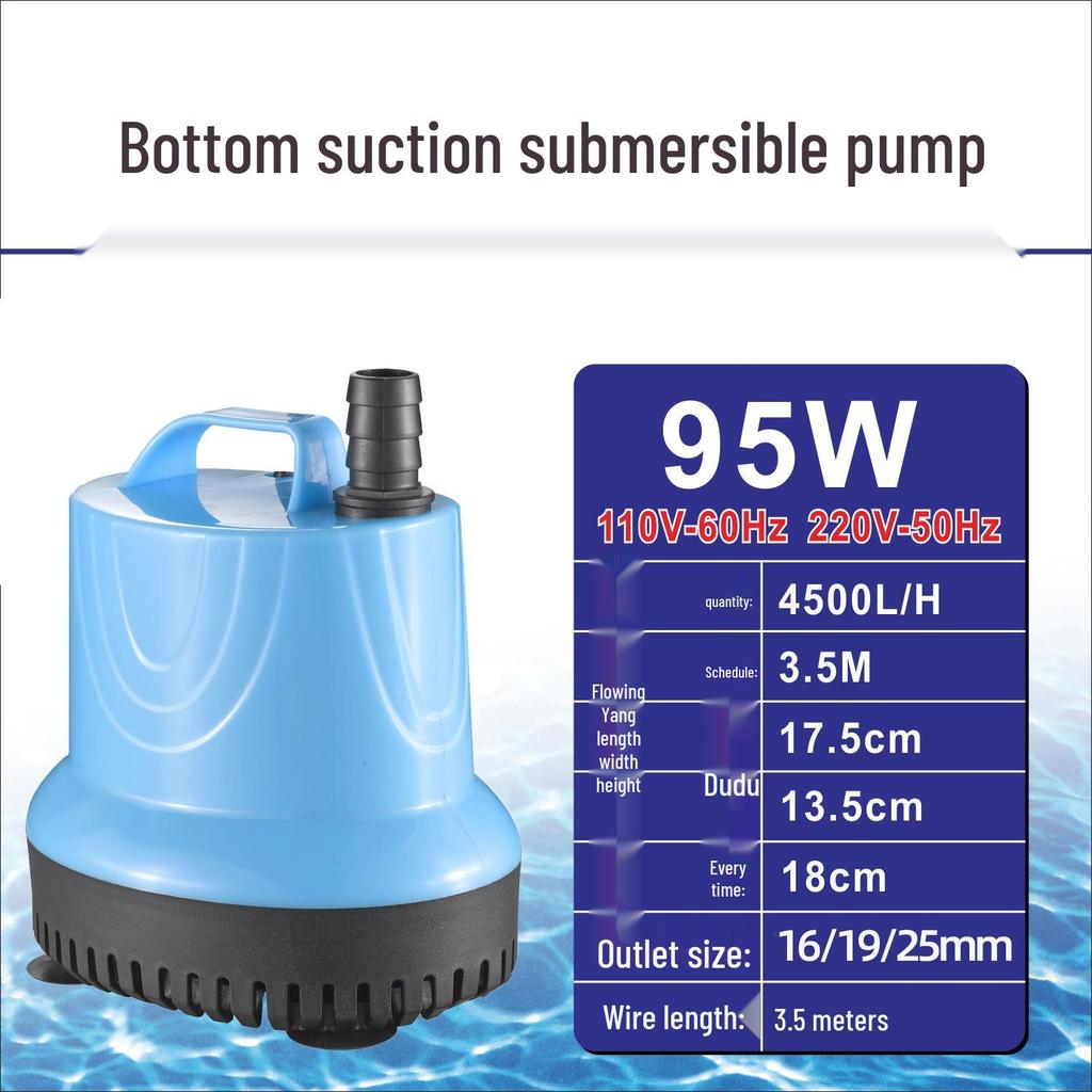 European-American 3-in-1 Submersible Aquarium Water Pump with Bottom Suction for Fish Tanks and Fountains
