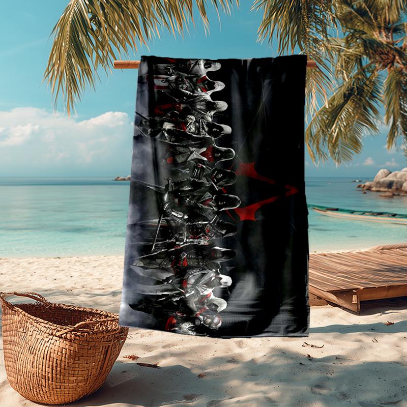 Ultra-Soft Beach Towel with Assassin's Creed Theme,Ideal for Pool - Camping, Diving - Perfect Travel Essential, Vibrant Beach Towel.