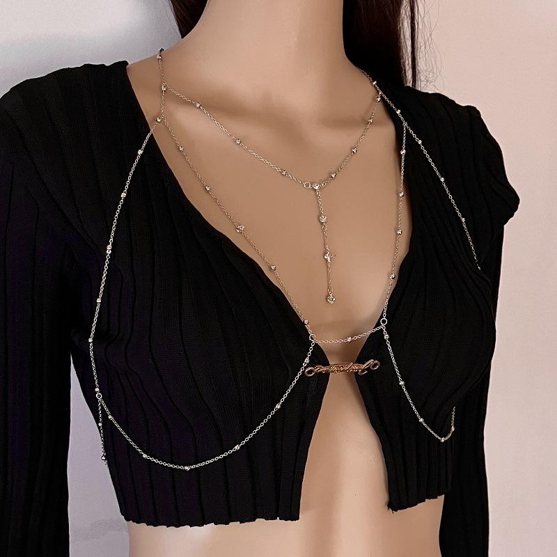 European & American Fashion Sparkling Diamond Bikini Body Chain - Sexy Jewelry for Women’s Beach Photos